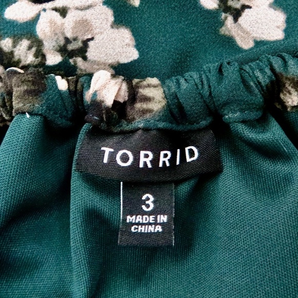 NEW! Torrid Floral Mini Chiffon Off-Shoulder Skater Dress Green SZ 22 - Picture 8 of 10